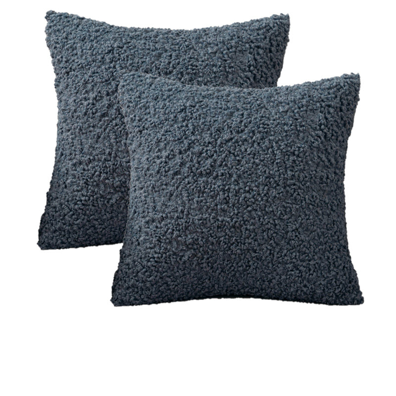 Coussin décoratif en fausse fourrure de mouton, Bleu