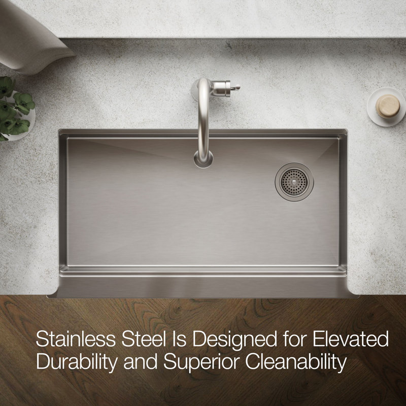Strive® 35-1/2 In. Undermount Single-Bowl Farmhouse Workstation Kitchen Sink