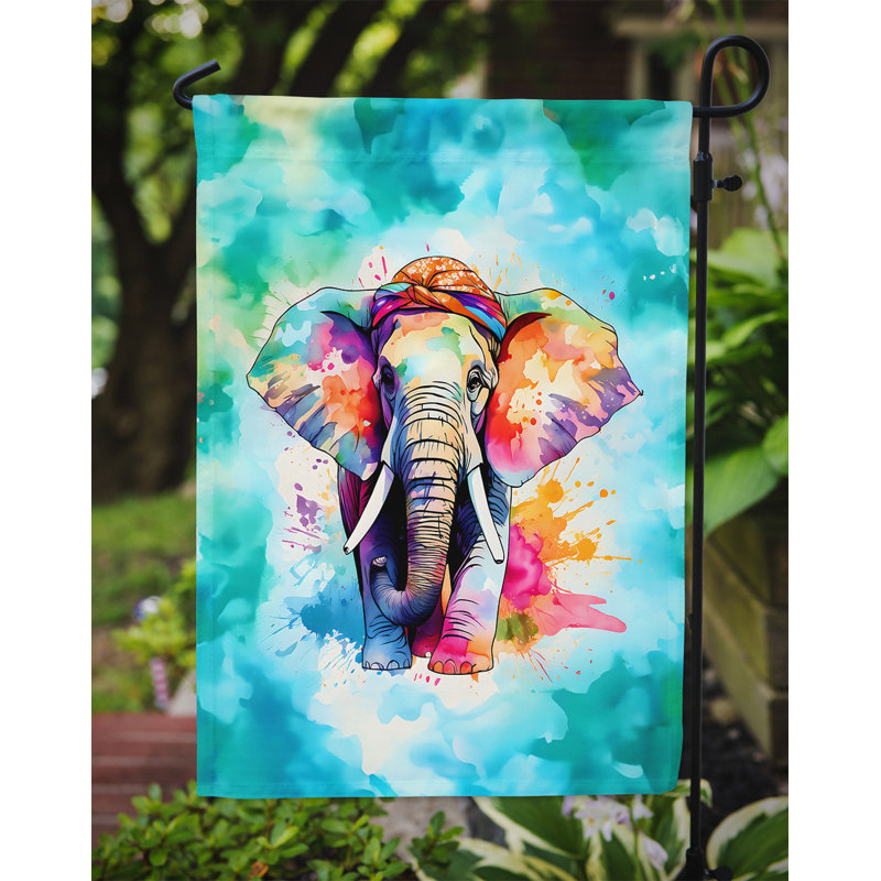 Drapeau de jardin d'éléphant hippie