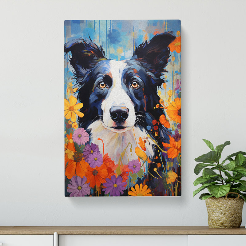Border Collie Expressionism No.2 - Wrapped Canvas, 50cm H x 35cm W x 3cm D