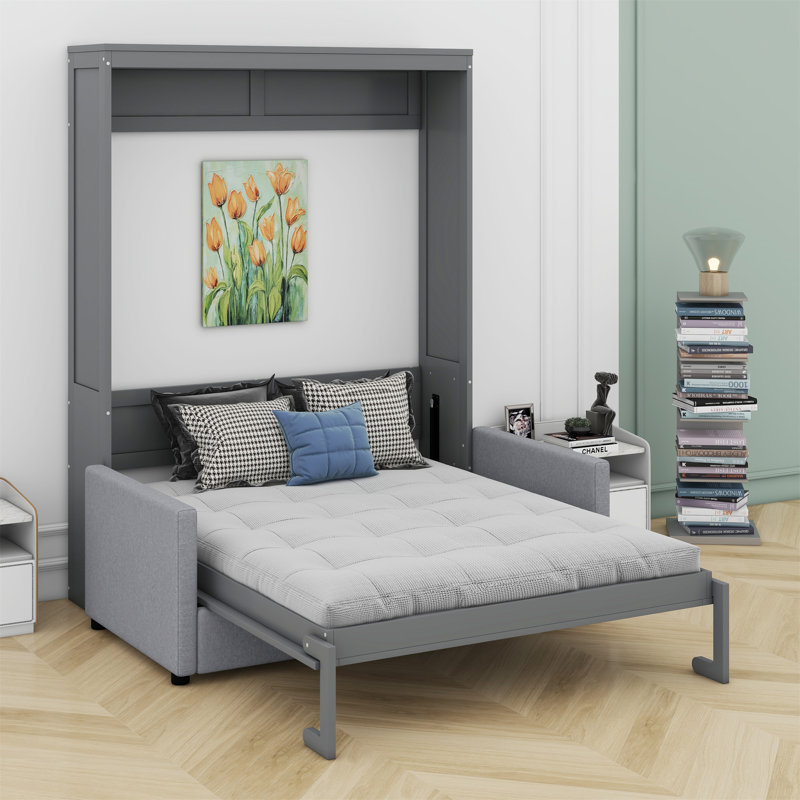 Lit escamotable mural Murphy avec coussin, gris