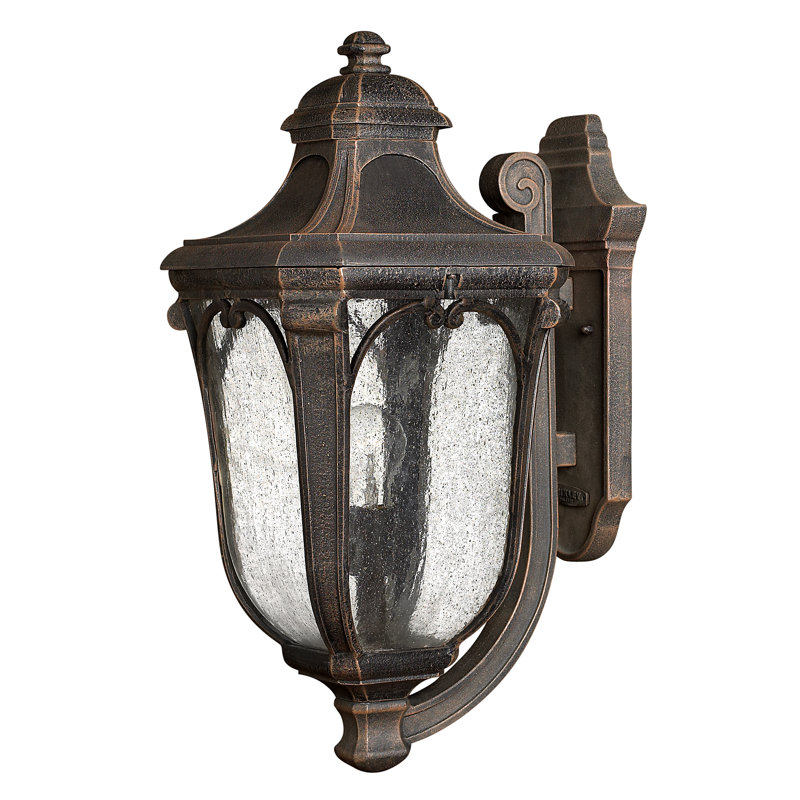 Museum Black Cast Aluminum Outdoor Wall Sconce with Seedy Glass