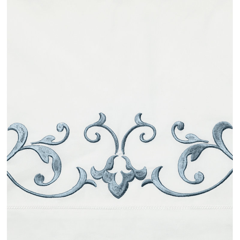 Griante Percale Flat Sheet, White/Storm, Twin Flat Sheet