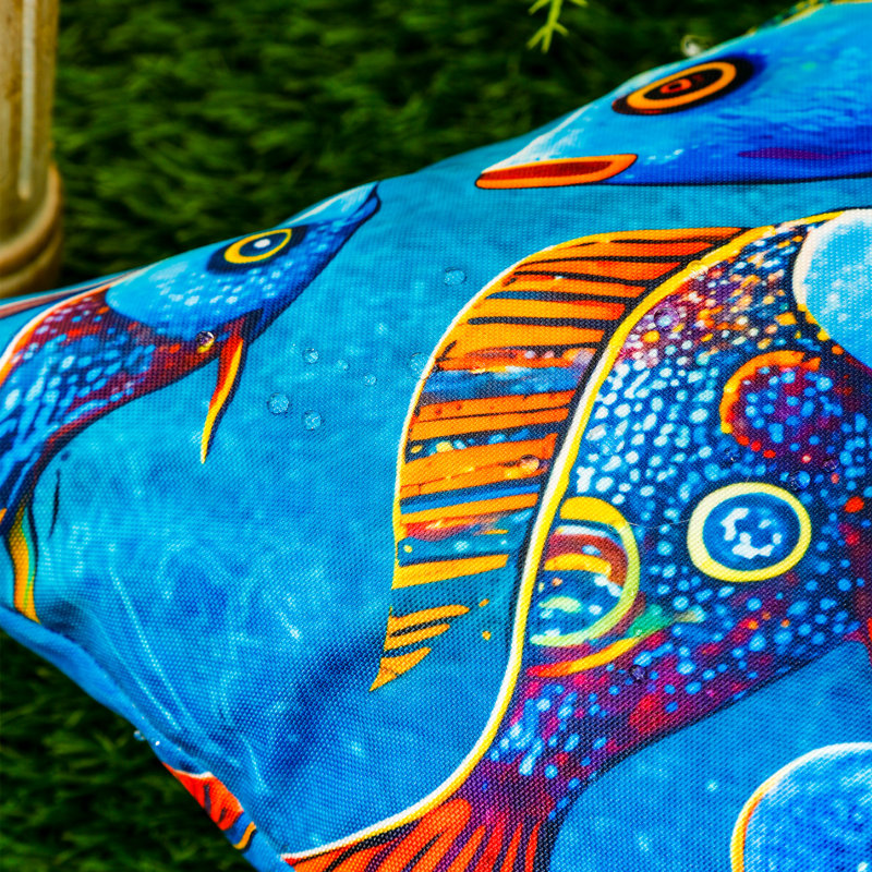 Indoor / Outdoor Animal Print Red Square Cushion Cover