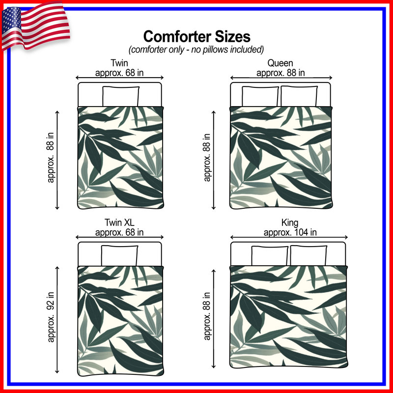 Tropical Leaves Pattern Comforter, Twin