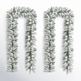 Soperton Pre-Lit Snow Flocked Christmas Garland with 35 Warm Lights and Timer