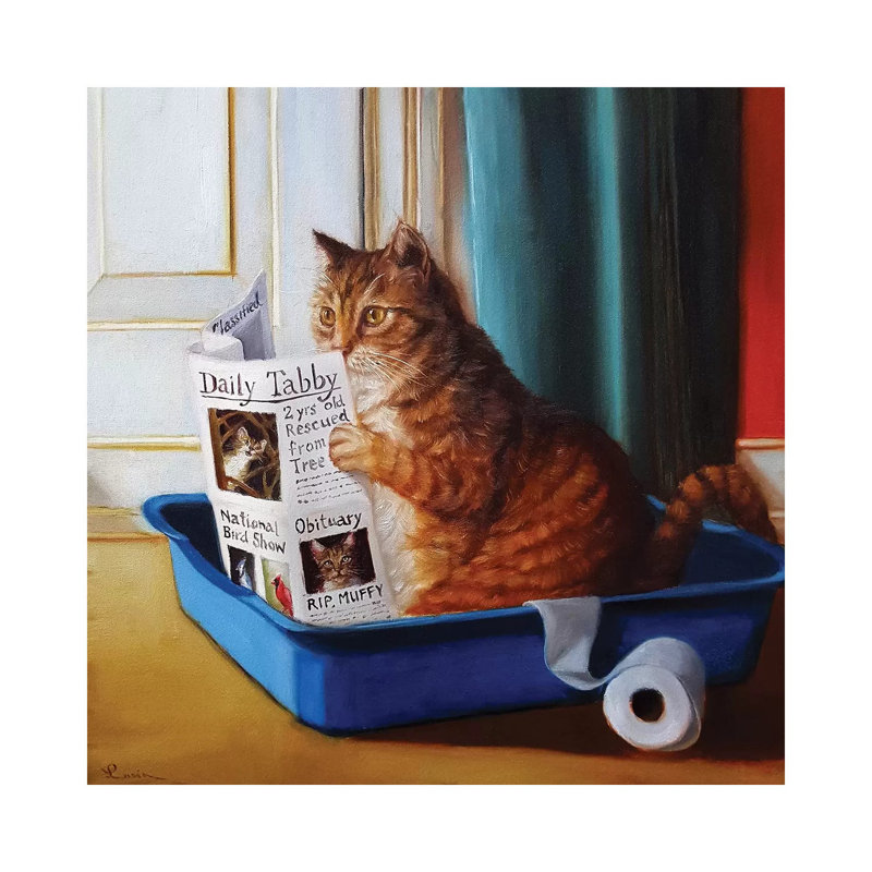 « Kitty Throne » par Lucia Heffernan-impression, Pas de tapis, H 26 po x l 26 po x P 1,5 po, Toile tendue