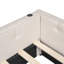 Grand lit plateforme tapissier avec port USB et 2 tiroirs, beige