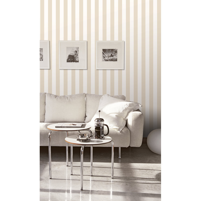 Divisadero 10m x 53cm Matte Wallpaper Roll, Beige/White
