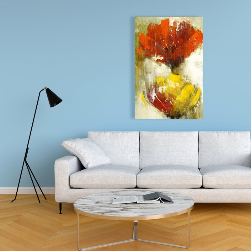 Fleurs orange et jaunes - chambre à coucher, art floral sur toile