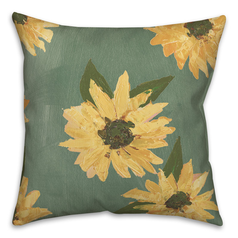 Floral Outdoor Throw Pillow, 20" x 20", Green