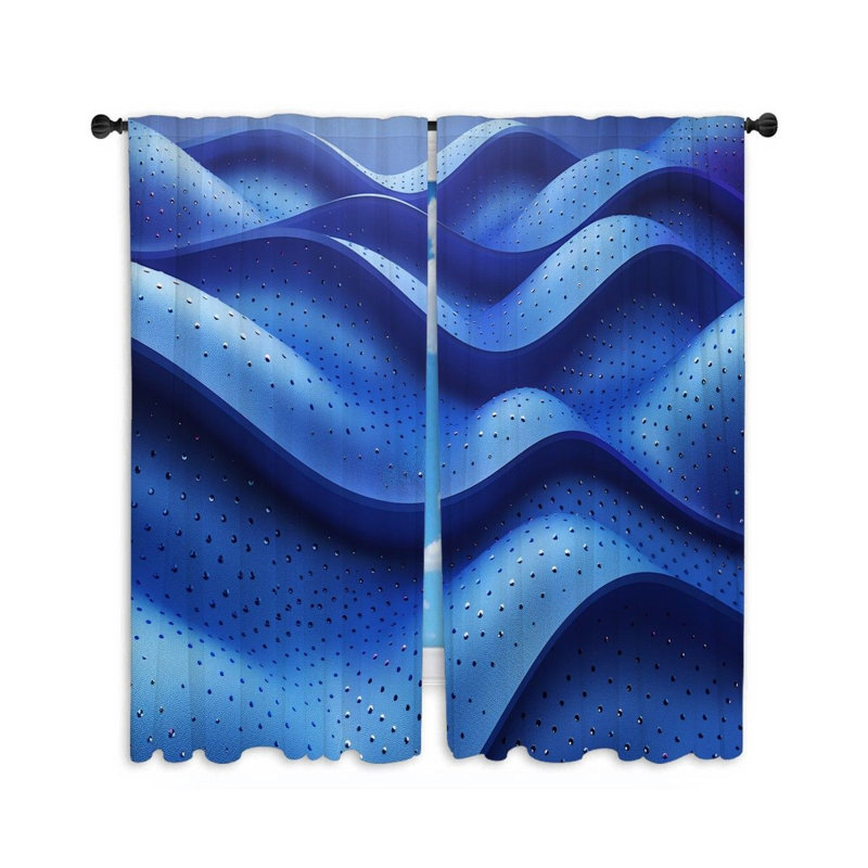 Curved Shapes Abstract Room Darkening Curtain Pair, 40" W x 63" L
