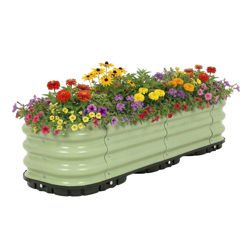  Boîte à fleurs galvanisée à arrosage automatique, H 11,2 po x l 47,2 po x P 16,5 po, Vert