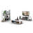 HT Design Kipp Cross Legs Wooden Frame Rectengular Coffee Table For Living Rooms With Interior Shelving, Walnut/White