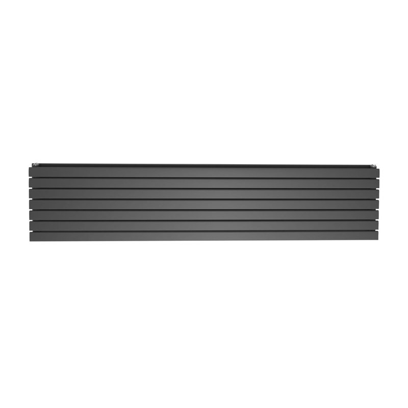 Pedro Horizontal Designer Radiator, Black, 47.6cm H x 120cm W x 5.8cm D