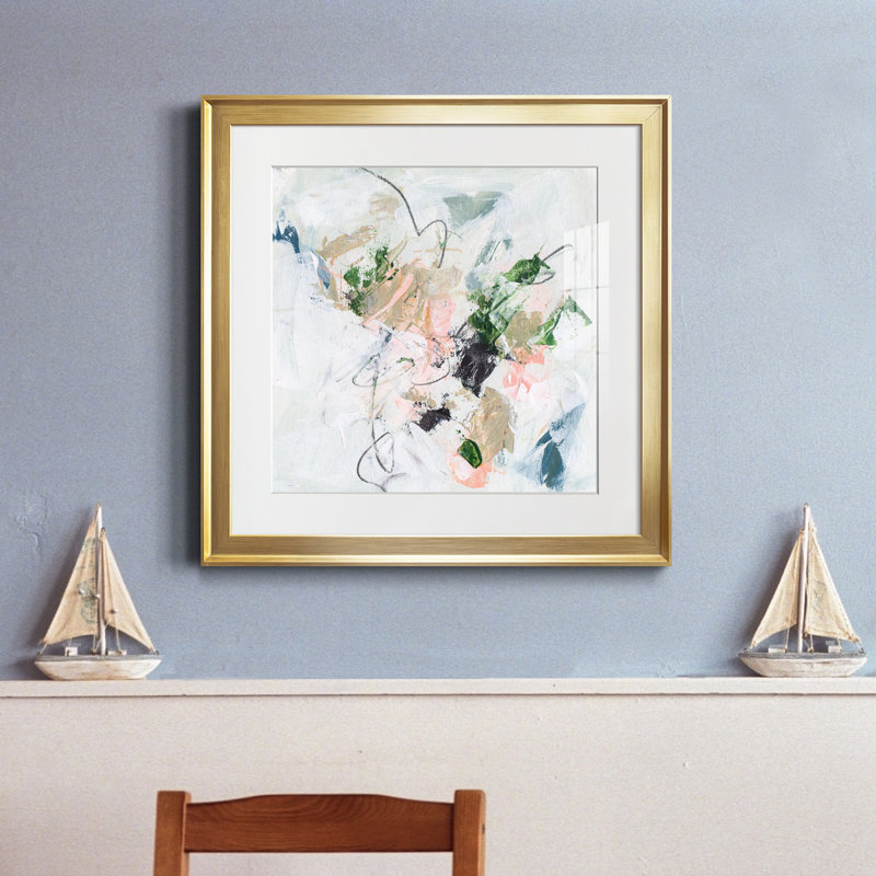 Toile encadrée «Approche du printemps IV» - prête à être accrochée, H 30,5 po x l 30,5 po x P 1,5 po, Papier avec cadre doré