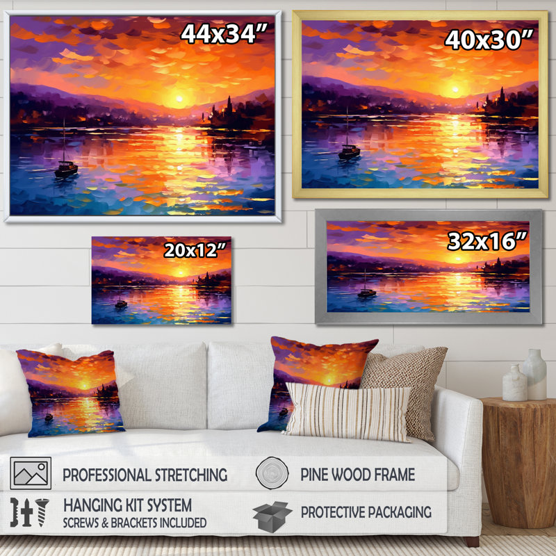 Coucher de soleil avec des reflets colorés III - Coastal Sunset, reproduction d'art sur toile, Toile tendue