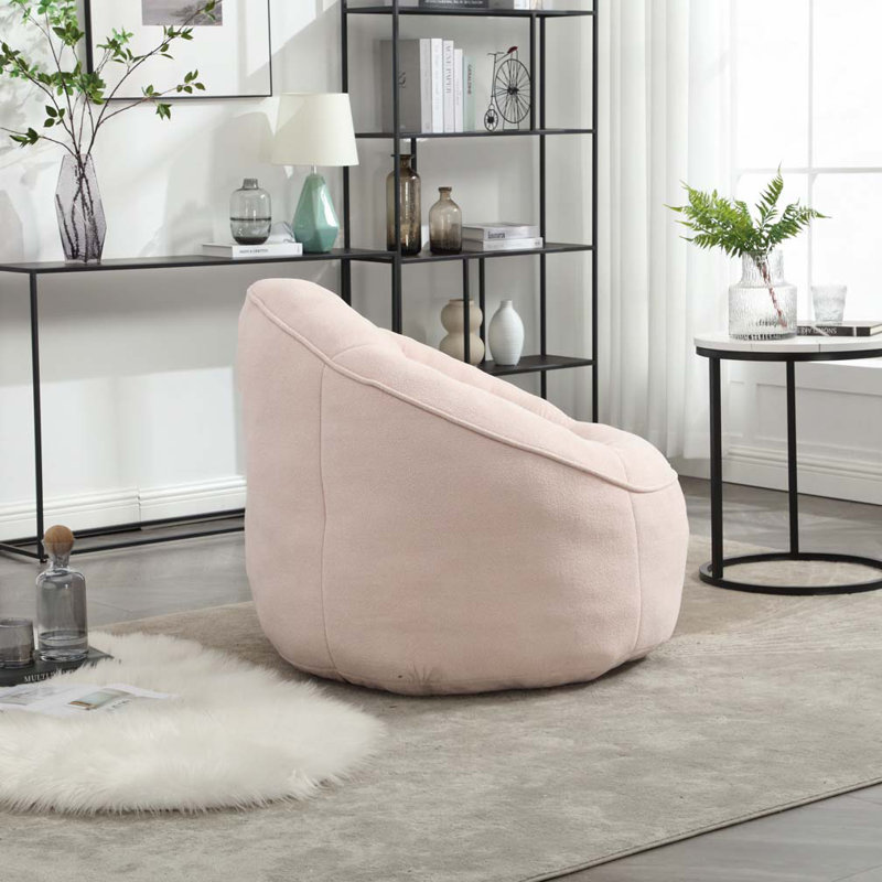 Fauteuil à billes rembourré avec repose-pieds, Rose