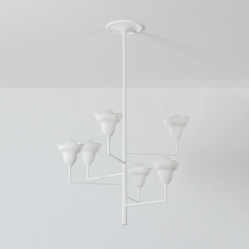 Alora 6 Light Chandelier, White Plaster