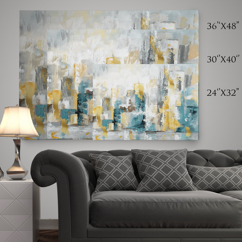 « City Views I » - peinture sur toile tendue, H 36 po x l 48 po x P 1,5 po