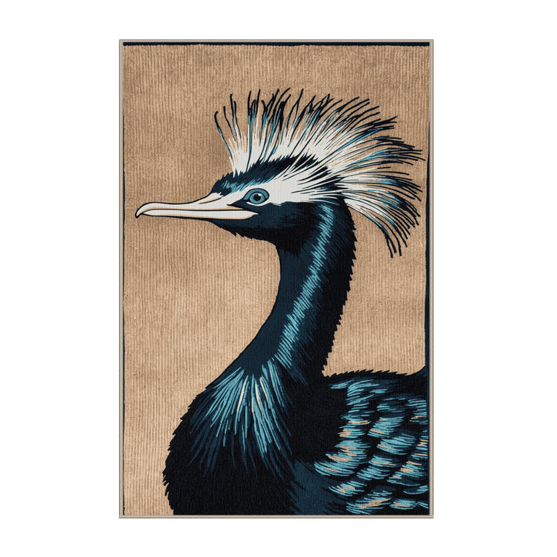  Washable Double crested Cormorant Birds Area Rug, Runner 2' x 5'