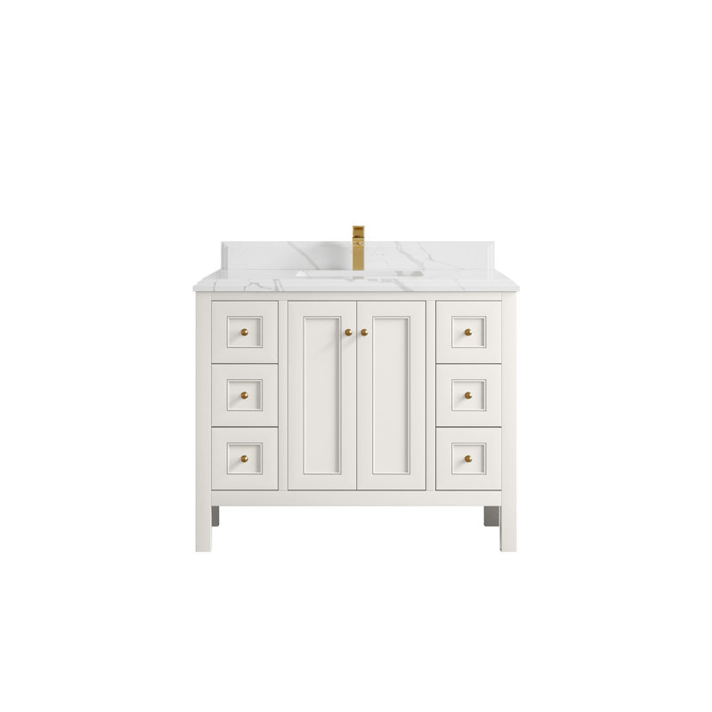 Meuble-lavabo simple en albâtre avec quartz Cove Nashville, Calacatta Laza