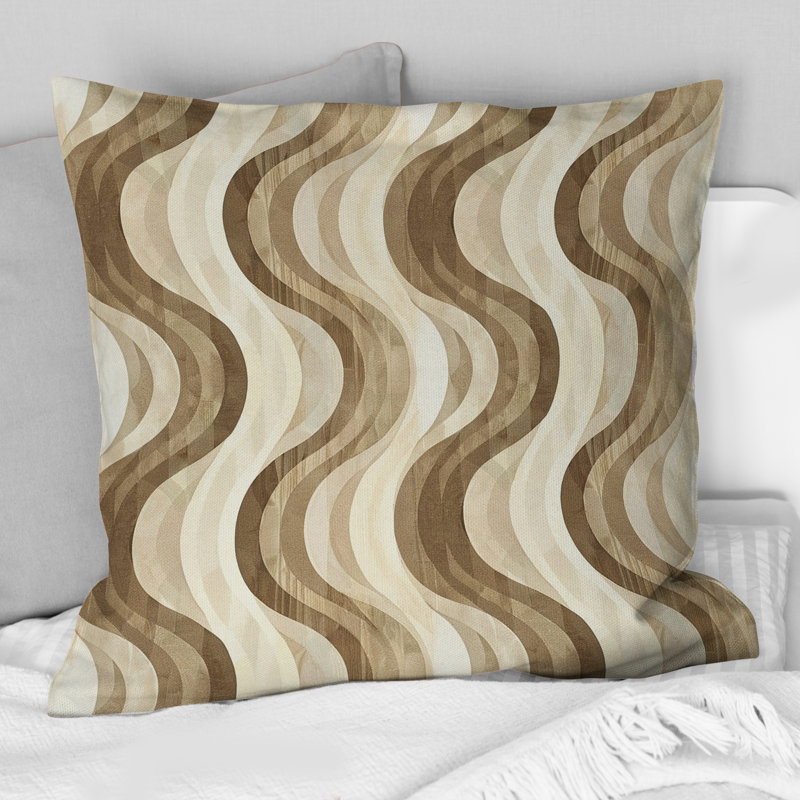 Coussin beige beige Midcentury Wave Lines I - Midcentury, H 16 po x l 16 po