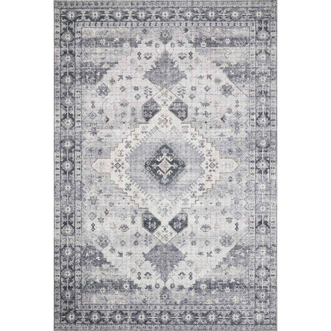 Gelo Oriental Silver/Gray Area Rug Bungalow Rose Rug 