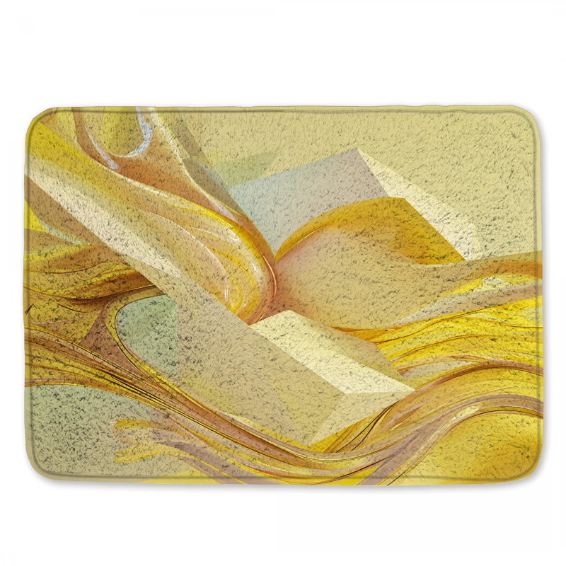 Tapis de bain jaune à formes tourbillonnantes, 34in W x 21in L