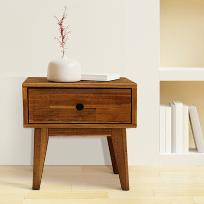 Acacia Crantor Mid-Century Modern 1 - Drawer Solid Wood Nightstand by Millwood Pines