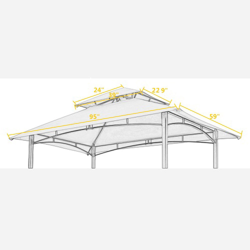Grill Gazebo Replacement Canopy,Double Tiered BBQ Tent Roof Top Cover