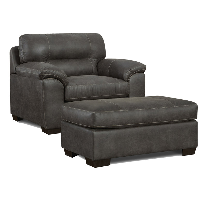 Ensemble de salon 2 pièces Tirana, fauteuil avec repose-pieds en tissu et repose-pieds Sequoia
