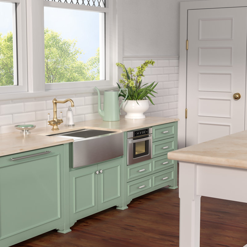 30"L x 22"W Farmhouse / Apron Single Bowl Stainless Steel Workstation Kitchen Sink, Brushed Nickel, 10"H x 30" W x 22" D