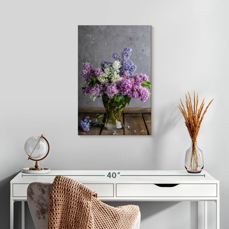 Harnek Vase Of Lilac Flowers, 24" H x 16" W