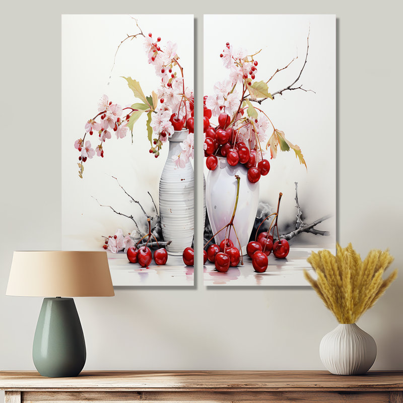 Cherry Simplicity - Décoration murale fruits et aliments, H 40 po x l 40 po, Toile tendue, Ne s’applique pas