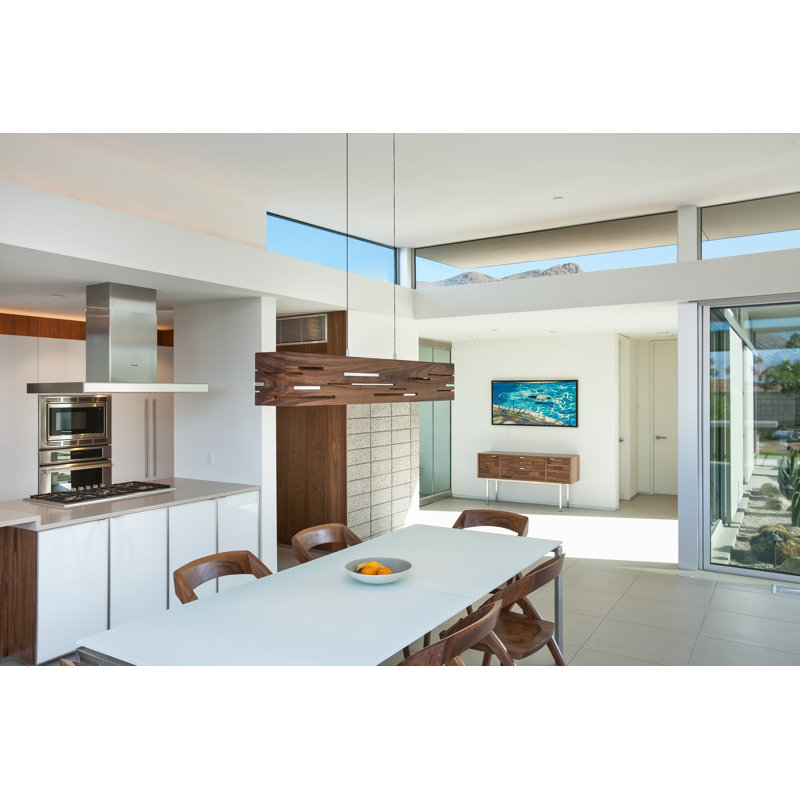 Aeris Linear LED Pendant - 2700K, Brushed Aluminum, Walnut, 7.5" H x 54" W x 5" D