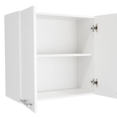 Ensemble meuble sous-évier de cuisine Texas 39,4 po en bois fabriqué, comprenant un meuble haut et un meuble bas, blanc.