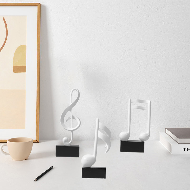 3 Pieces Music Note Sculptures For Home Decor Shelf Decor, White