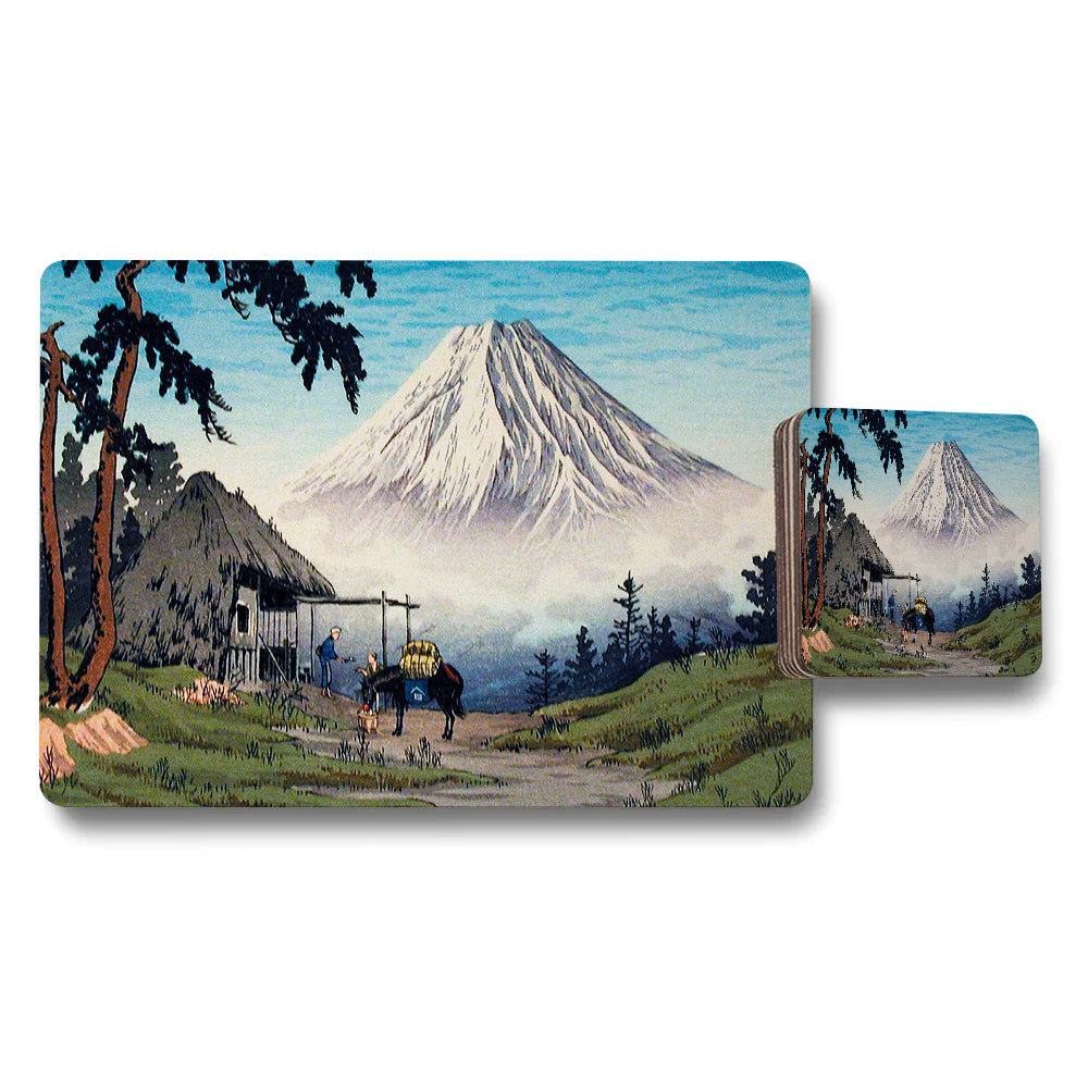 Mount Fuji Mountain Landscape Placemat and Coaster Set
