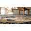 Square Antique Floral Wool Pile Hand Knotted White and Blue Chinese Rug