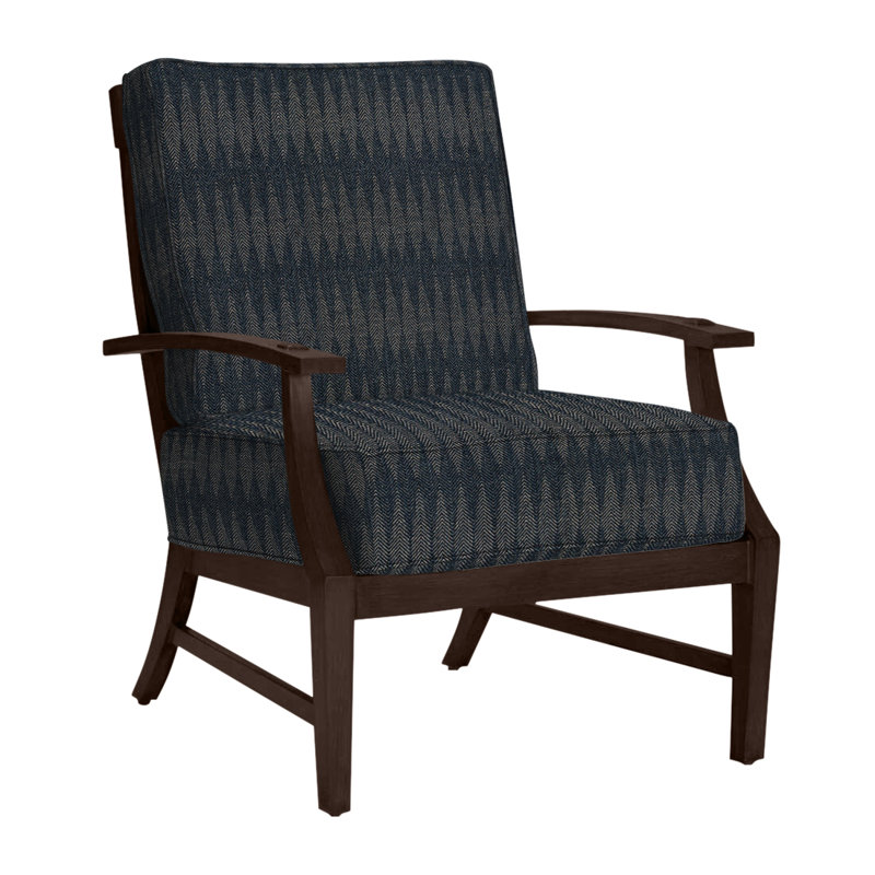 Croquet Patio Chair with Cushions, Welt, Intermix Indigo, Mahogany