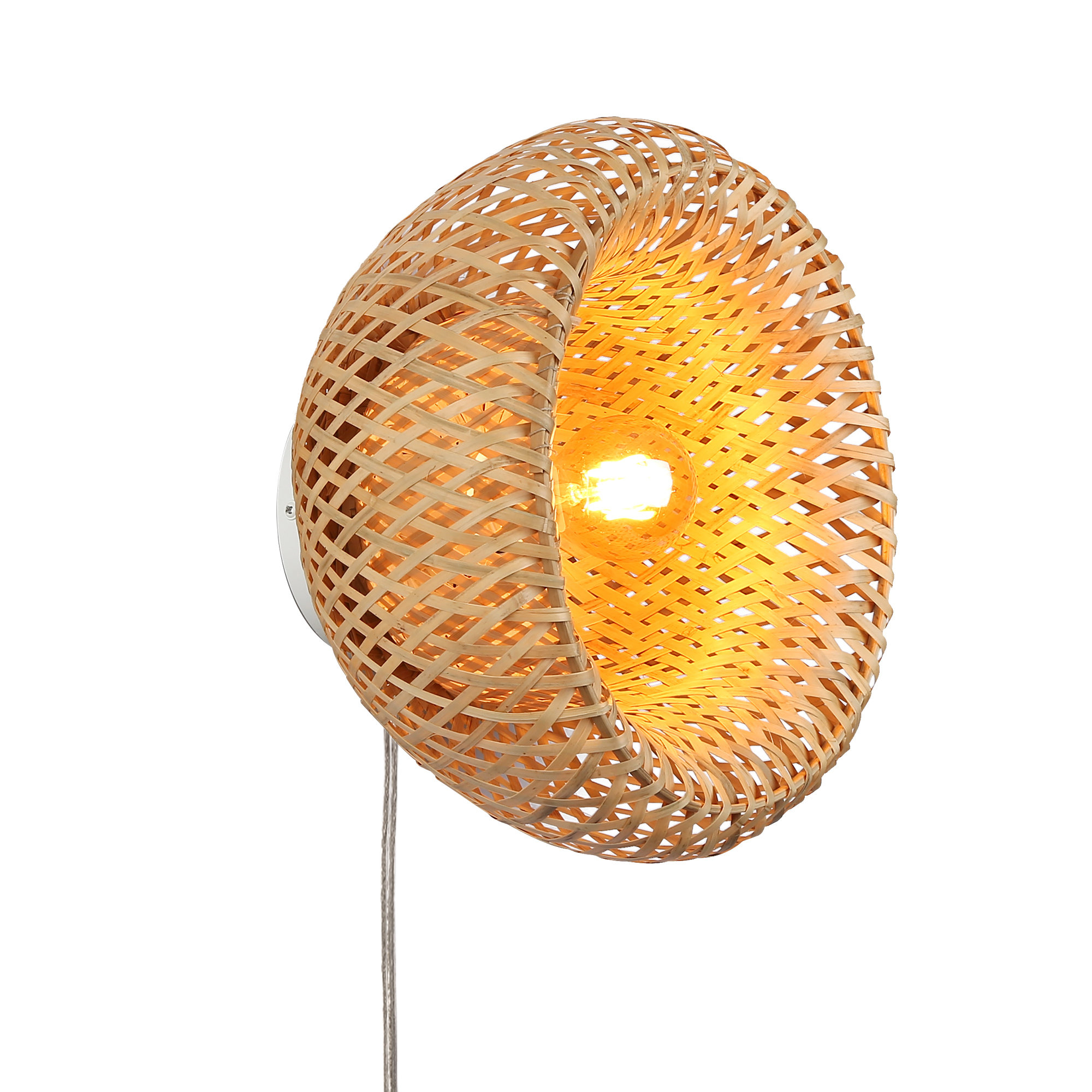 Bay Isle Home Afraz Farmhouse Wicker Wall Lamp Fixture Plug in Cord