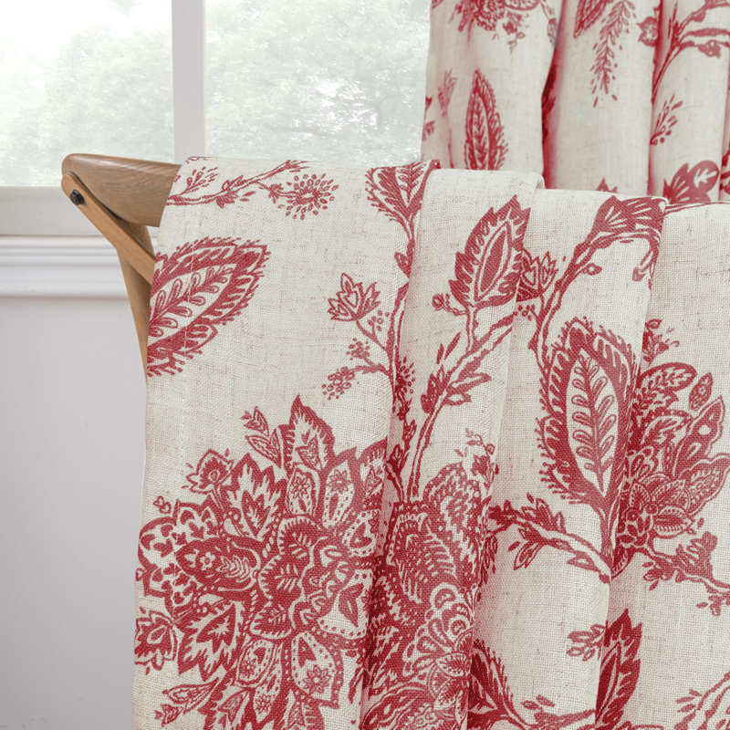 Zawacki Linen Blend Blackout Sliding Panel Pair, Red/Beige, 52" W x 102" L