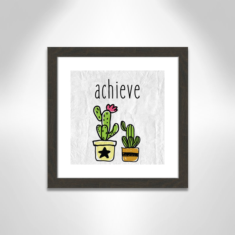 Impression sur papier Cacti C, Encadré plat à grain de bois noir, H 16 po x l 16 po x P 0,6 po