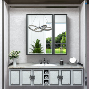 lunara recessed & surface framed 2 door medicine cabinet with mirror and shelves