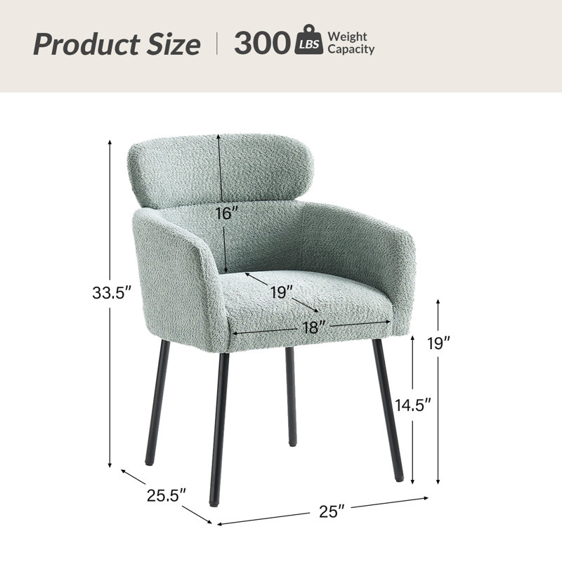 Turgeon Boucle Dining Chair with Adjustment Feet, 4, Sage
