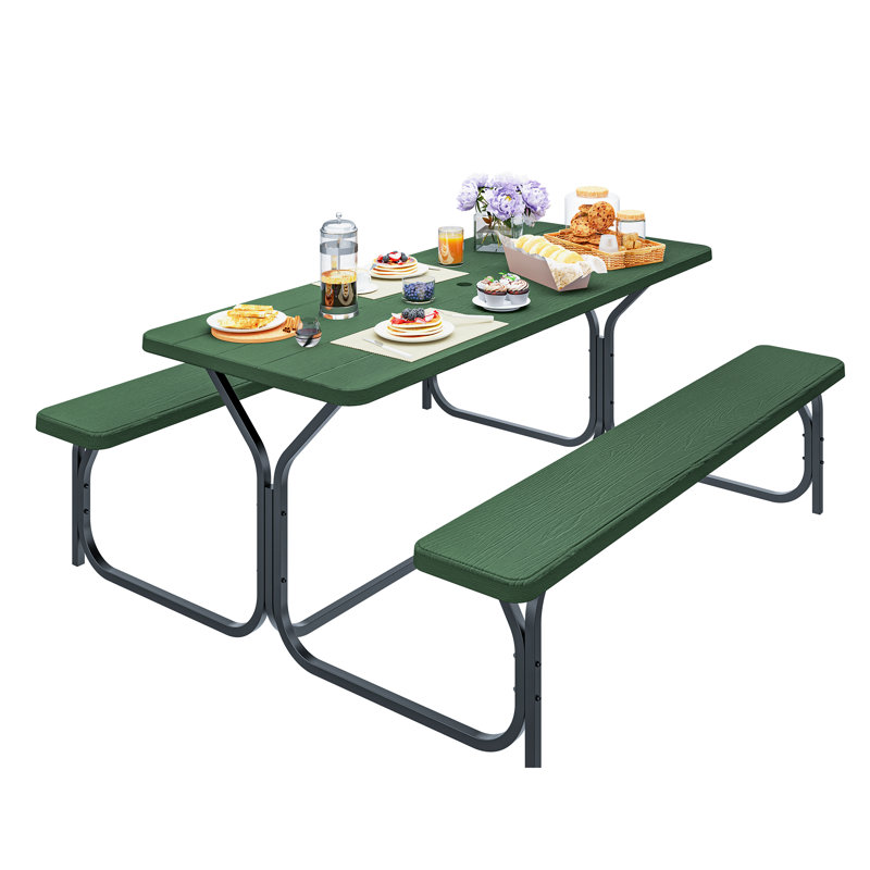 Table de pique-nique rectangulaire 71 po Bohall, Vert, Vert
