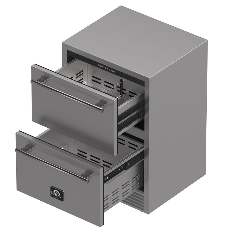 Réfrigérateur à tiroir de 24 pouces Como, acier inoxydable, intérieur / extérieur, 4,87 pieds cubes Capacité