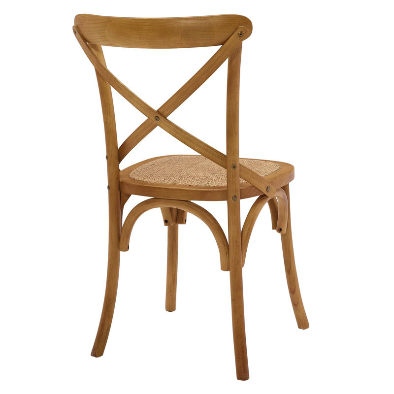 Rustic Farmhouse Cross-Back White Wood Dining Side Chair
