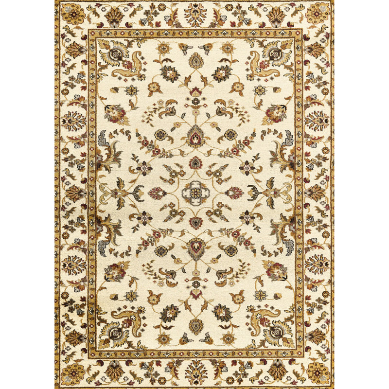 Tapis traditionnel en polypropylène crème 5 pi 3 po X 7 po, motif intégral pour une maison confortable et confortable